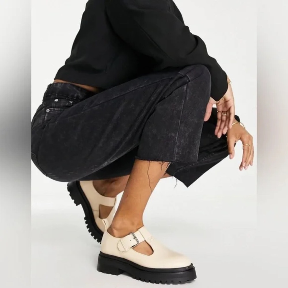 & OTHER STORIES | Chunky Leather Derby Shoes in Beige | Size 40/9.5